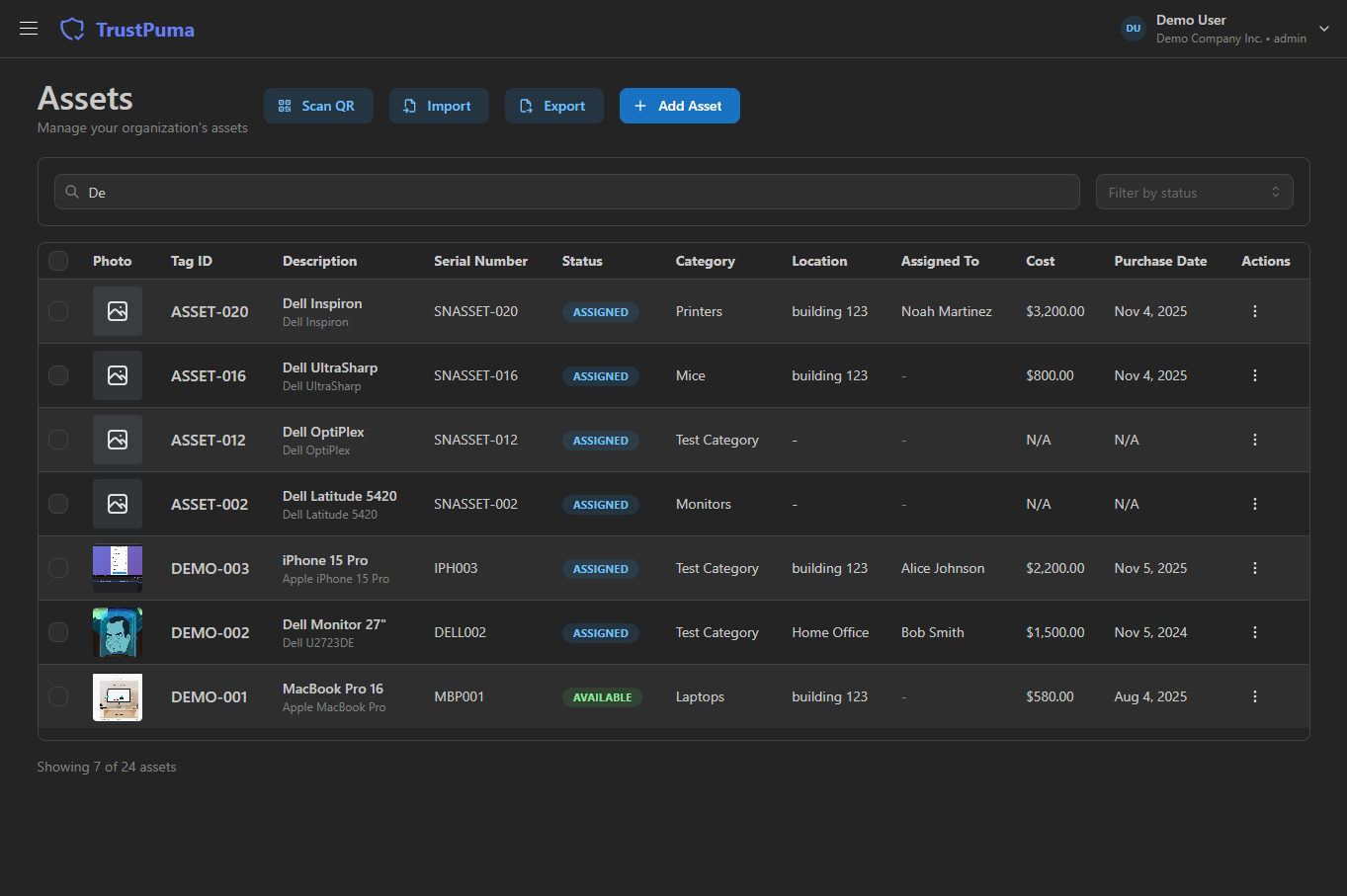 TrustPuma interface
